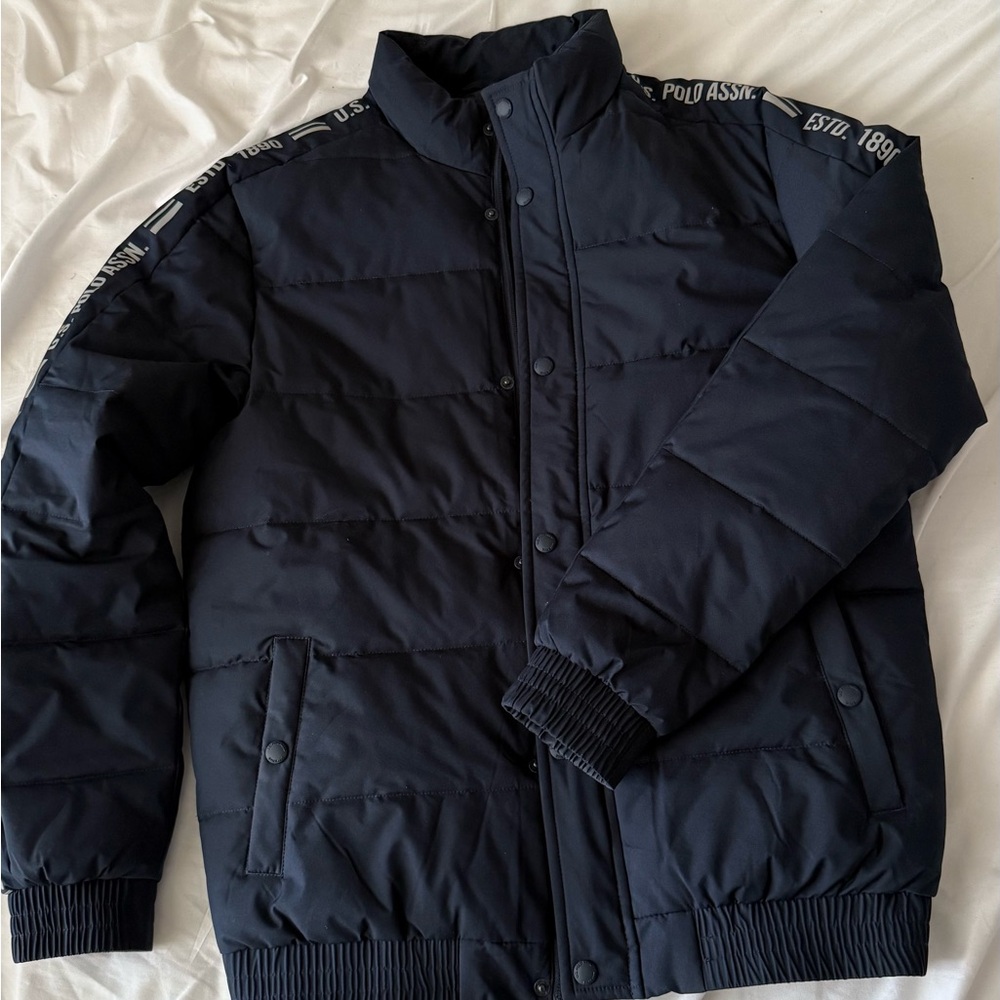 U.S. Polo Assn. Blue Puffer Jacket with Quilted Design